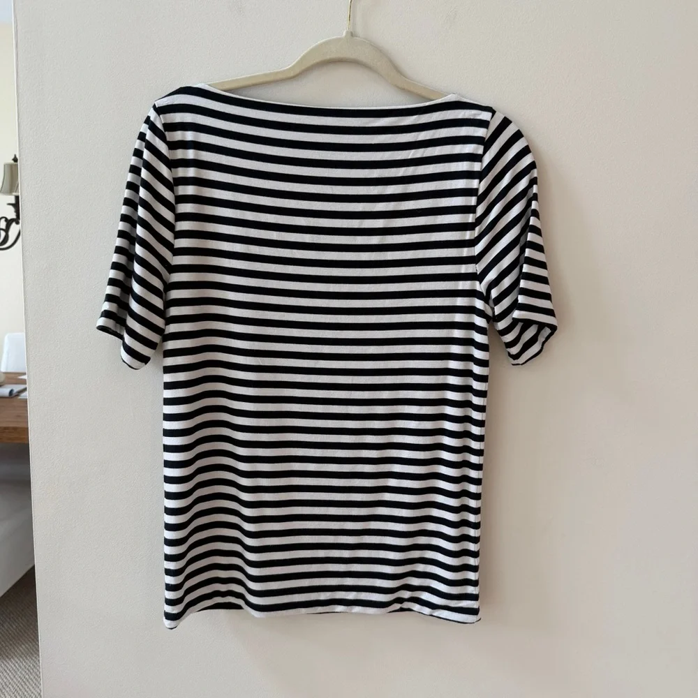 J. Crew Black and White Striped Short Sleeve Tee